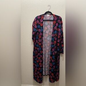 LuLaRoe Sarah Floral Duster Cardigan | Long Open Front Layering Sweater